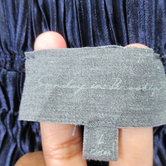 Anthropologie Sunday in Brooklyn Pleated Maxi Dress L Blue Off Shoulder 408 - Picture 2 of 8